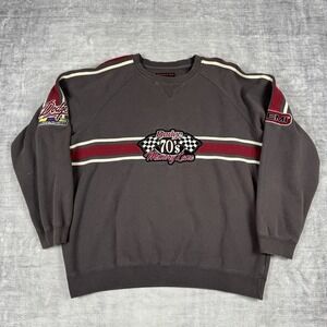 Dodge Sweatshirt Mens 2XL Gray Vintage Y2K Memory Lane 70s Striped Crewneck